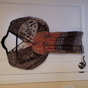 Brown and orange sheer oversize boho blouse